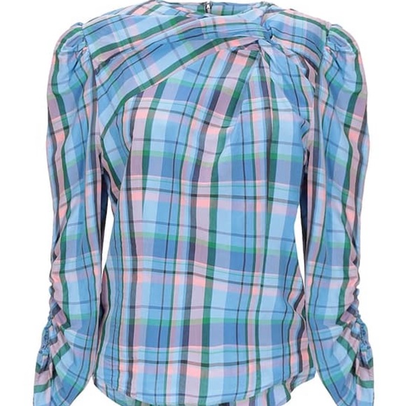 Isabel Marant Esmee Twisted Plaid Blouse - Picture 7 of 8